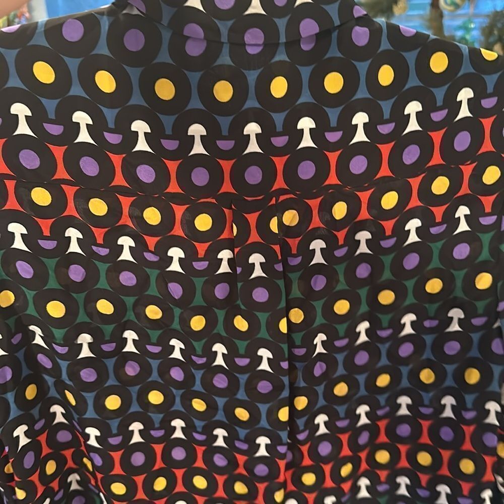 Alice + Olivia Willa Color Placket Silk Blouse Rainbow Dot Women's Small - Picture 5 of 6